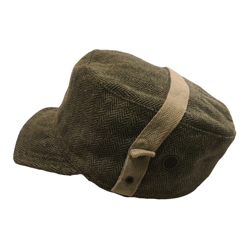Herringbone Cadet Cap Square Bill Strap Across Top Brown Tan Women's M L